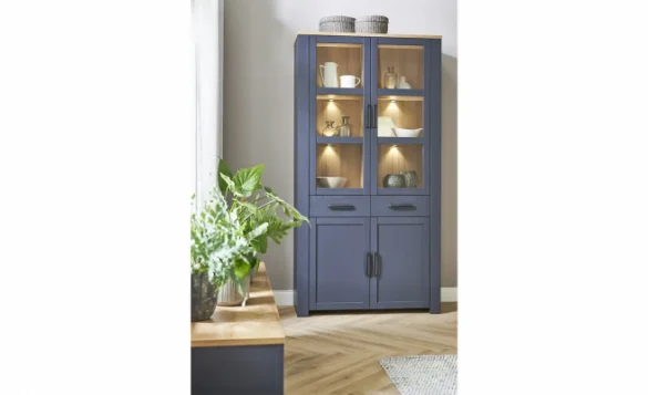 Doppelvitrine TONEO Eiche Navy Blau