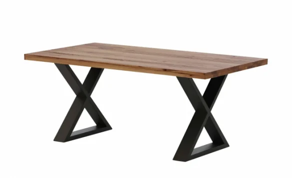 Massivholztisch PANTHEON Anthrazit / Eiche Bassano von WOODFORD