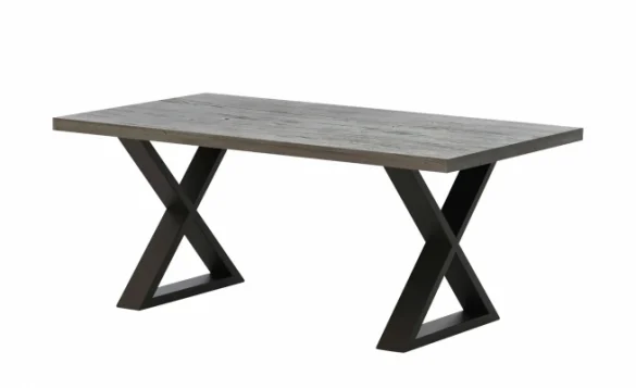 Massivholztisch PANTHEON Anthrazit / Eiche Grau von WOODFORD