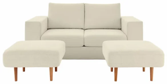 VIERSITZER-SOFA inkl. Hocker Webstoff Creme von LOOKS BY W.JOOP