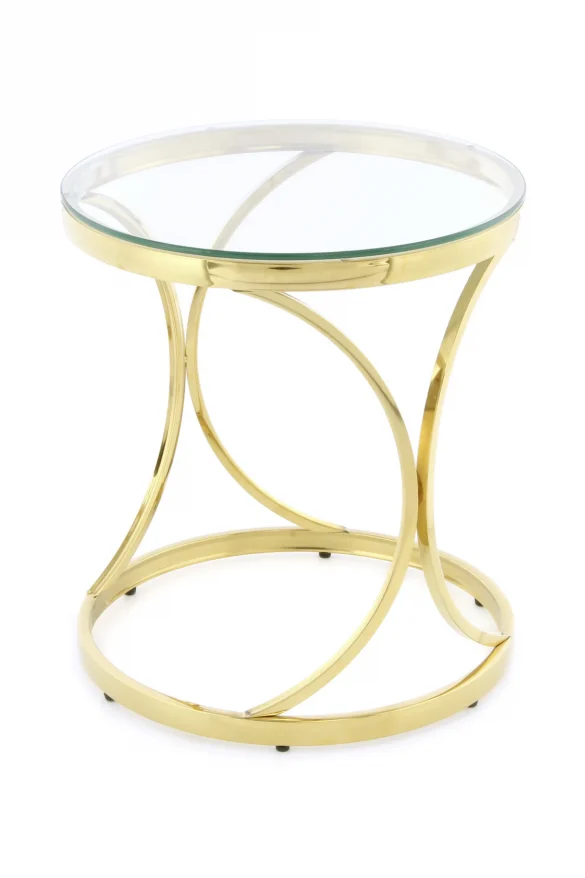 BEISTELLTISCH rund Klar, Goldfarben