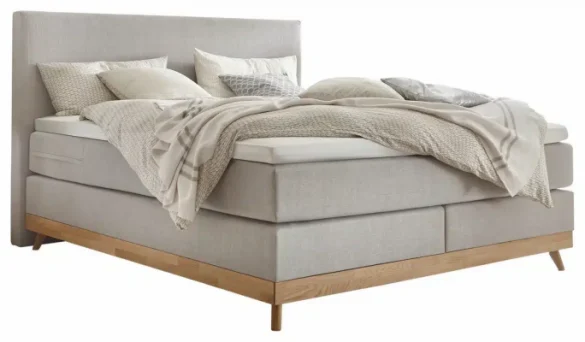 BOXSPRINGBETT 180/200 cm in Grau, Eichefarben von HASENA