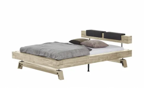 Massivholz-Bettgestell INCA 200x200cm Vintage Weiß