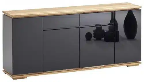 SIDEBOARD Asteiche, Eiche massiv Schwarz, Eichefarben