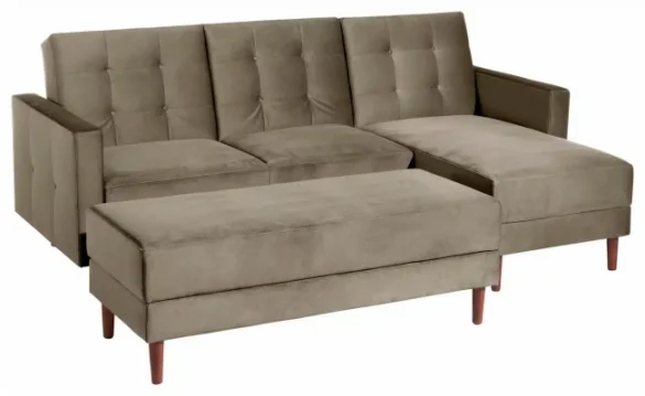 ECKSCHLAFSOFA inkl. Hocker Sahara Samt, Velours von MAX WINZER