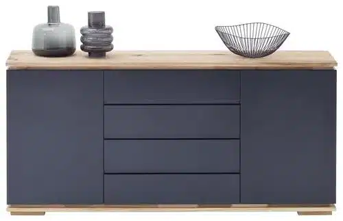 SIDEBOARD Asteiche, Eiche massiv Schwarz, Eichefarben