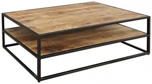 COUCHTISCH Mangoholz massiv rechteckig Naturfarben, Schwarz 120/65/40 cm