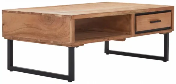 COUCHTISCH Akazie Hartholz rechteckig Schwarz, Akaziefarben 118/70/45 cm von CARRYHOME