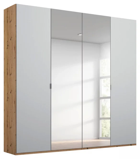 DREHTÜRENSCHRANK 4-türig Grau, Eichefarben von STYLIFE
