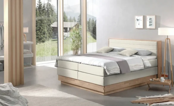 Massivholz-Boxpsringbett -mit Bettkasten- MORGAN Beige 160x200 cm von UNO