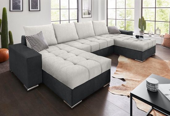 Wohnlandschaft JOSY, inkl. Bettfunktion Anthrazit / Silber von COLLECTION AB