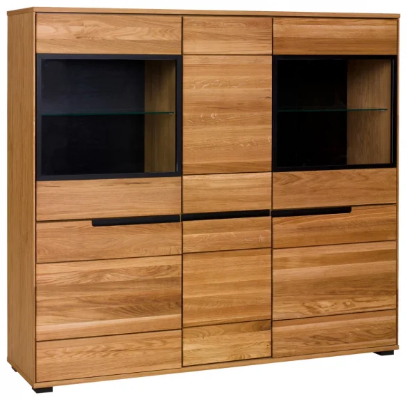 HIGHBOARD Eiche furniert, massiv Eichefarben Einlegeböden von CARRYHOME