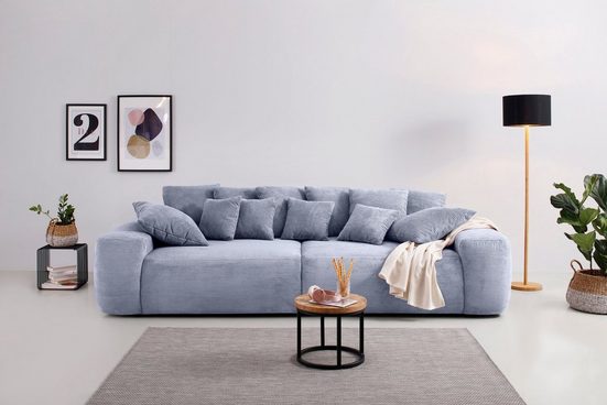 HOME AFFAIRE Big-Sofa GLAMOUR, Boxspringfederung, Breite 302 cm, Lounge Sofa Cord Grau