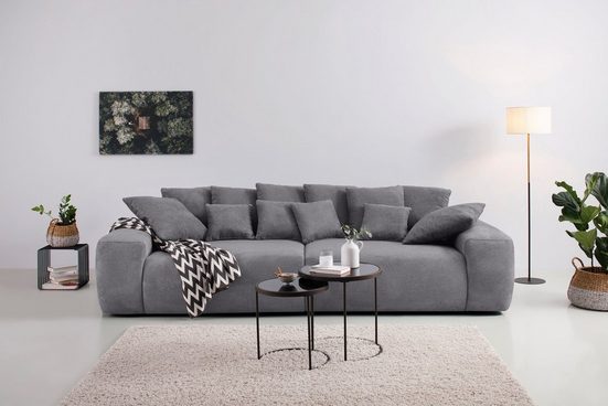 HOME AFFAIRE Big-Sofa GLAMOUR, Boxspringfederung, Breite 302 cm Struktur Chenille Stone