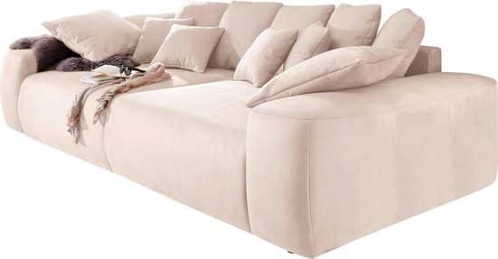 HOME AFFAIRE Big-Sofa GLAMOUR Microfaser Natur