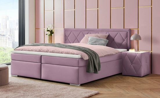 LEONIQUE Boxbett ALFIE, wahlweise mit Bettkasten 180x200 cm Rose