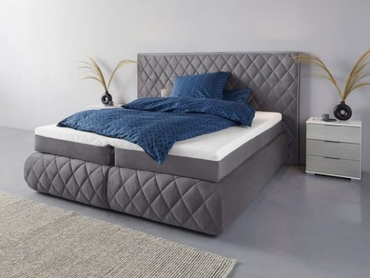 PLACES OF STYLE Boxspringbett ALARIC Anthrazit / Silbergrau