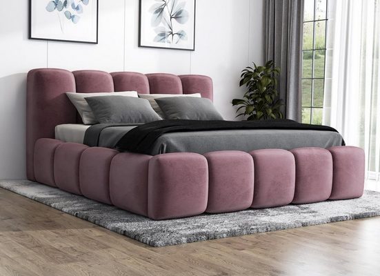 A&J MÖBELLAND GMBH Polsterbett SONIC mit Bettkasten und Lattenrost 160x200 cm Flamingo