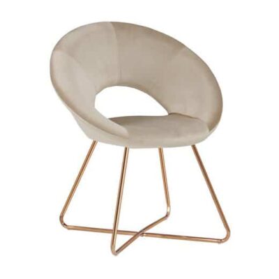 DUHOME Loungesessel, Esszimmerstuhl Wohnzimmerstuhl aus Samt, Polsterstuhl Sessel, Gold Metallbeine Samt Beige