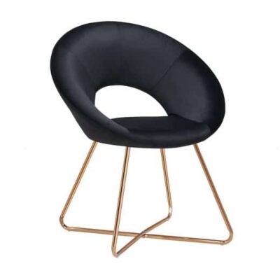 DUHOME Loungesessel Esszimmerstuhl Wohnzimmerstuhl aus Samt, Polsterstuhl Sessel, Gold Metallbeine Samt Schwarz