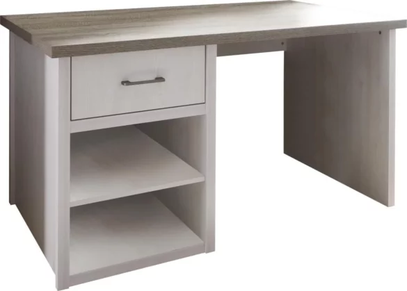 SCHREIBTISCH 141/81/77 cm in Weiß, Trüffeleichefarben von CARRYHOME