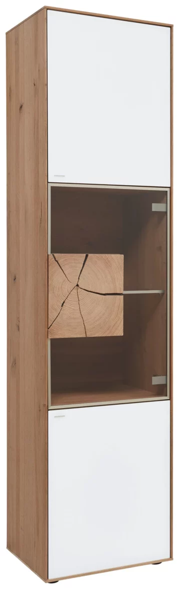VITRINE in vollmassiv Kerneiche Weiß, Eichefarben, Transparent von VALNATURA