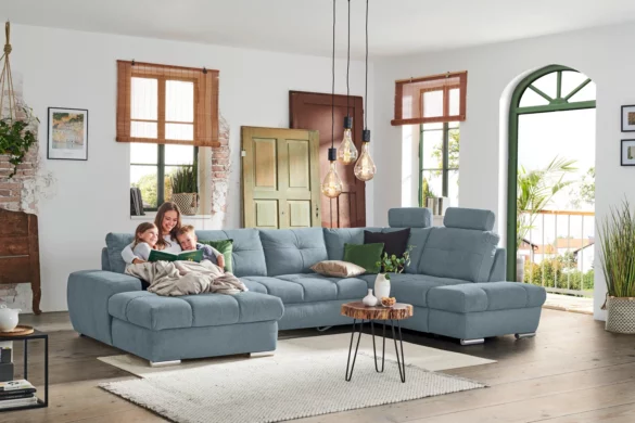 WOHNLANDSCHAFT Blau Webstoff von HOM'IN