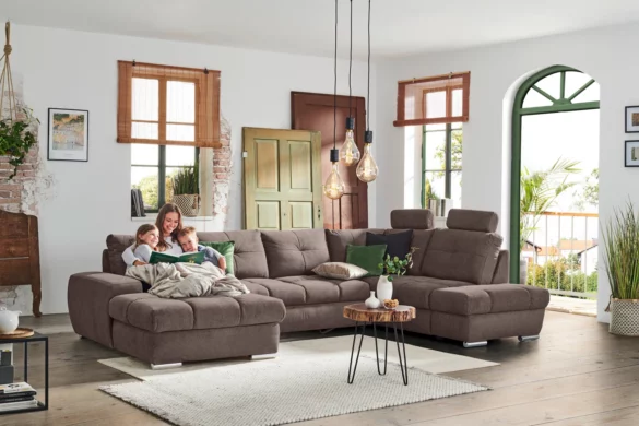 WOHNLANDSCHAFT Taupe Webstoff von HOM'IN