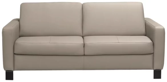 SCHLAFSOFA Kombination Echtleder/Lederlook Lederlook Greige von CELINA HOME