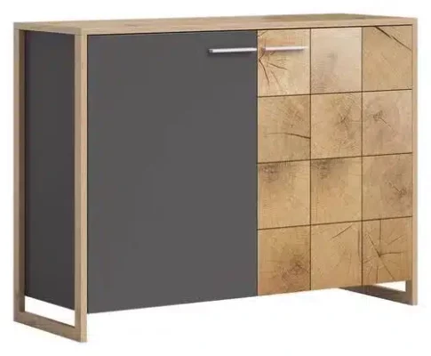 SIDEBOARD Graphitfarben, Eichefarben, Eiche Artisan Einlegeböden von XORA