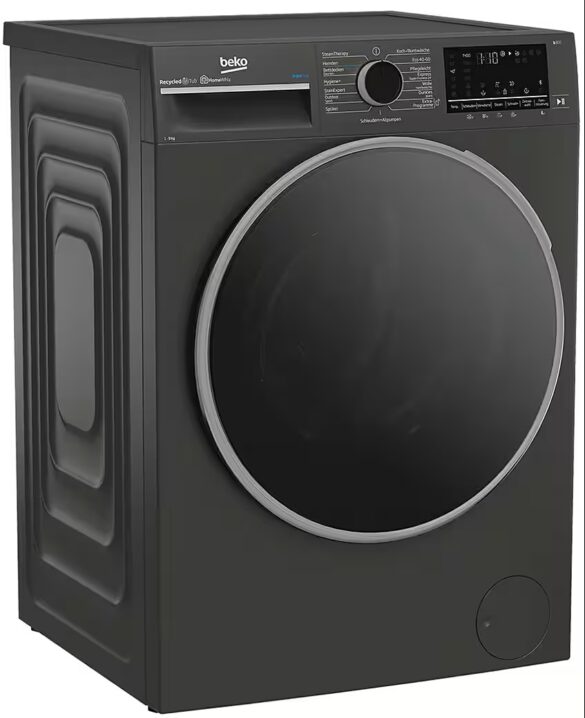 BEKO Waschmaschine Manhattan Gray B3WFT59415M, 9 kg, 1400 U/min, HomeWhiz, Bluetooth, Dampffunktion, Nachlegefunktion