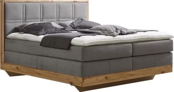 BOXSPRINGBETT 180/200 cm in Grau, Buchefarben von VALNATURA