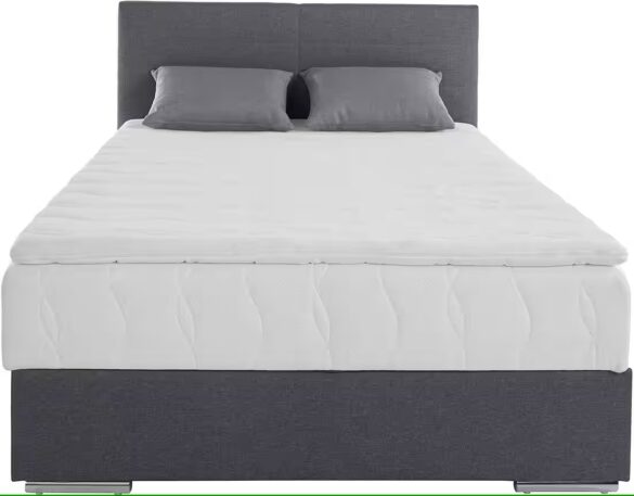 COTTA Boxspringbett TOM mit Bettkasten, Topper und Zierkissen 140x200 cm Feinstruktur Anthrazit