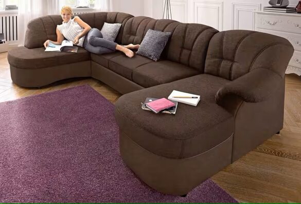 DOMO COLLECTION Wohnlandschaft FLORES auch in Leder-Bezug Braun / Dunkelbraun