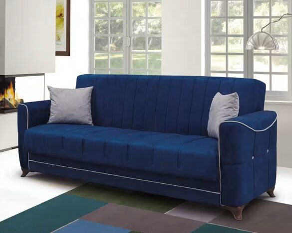 GOWOLL 3-Sitzer Sofa Bed mit Schlaffunktion und Stauraum Schlafsessel Dunkelblau