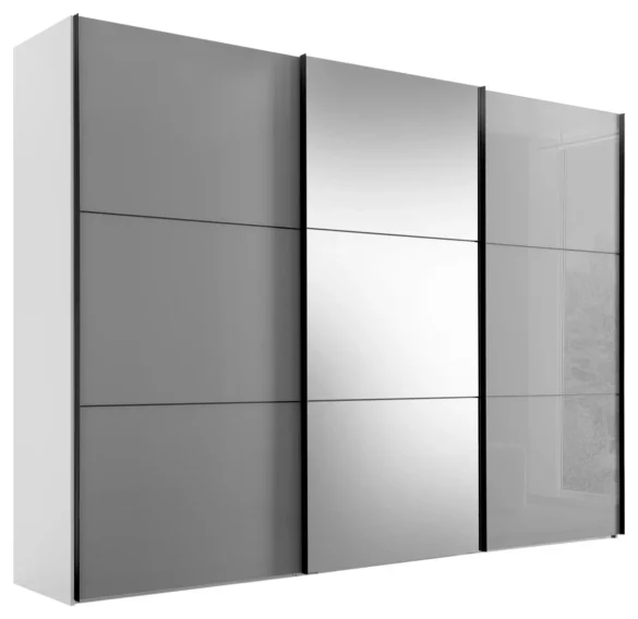 SCHWEBETÜRENSCHRANK 280/222/68 cm 3-türig Weiß, Hellgrau von MODERANO
