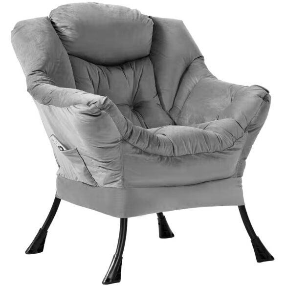 VANKEL Sessel Ruhesessel XL 200kg belastbar, gemütlich und weich, Relaxsessel mit Polsterung Grau