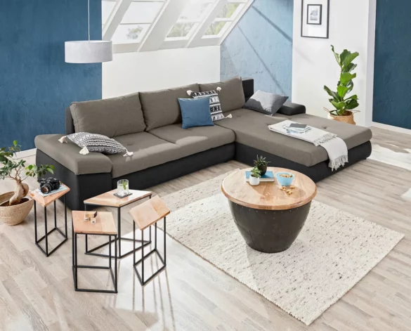 ECKSOFA Anthrazit, Greige Webstoff von CARRYHOME
