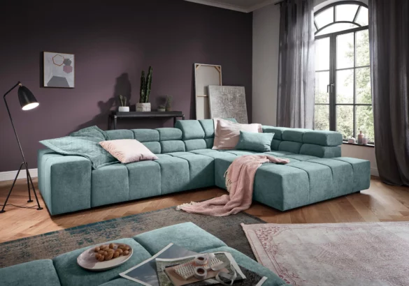 ECKSOFA Blau Velours von HOM'IN