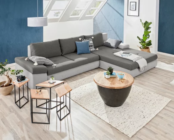 ECKSOFA Grau, Beige Webstoff von CARRYHOME