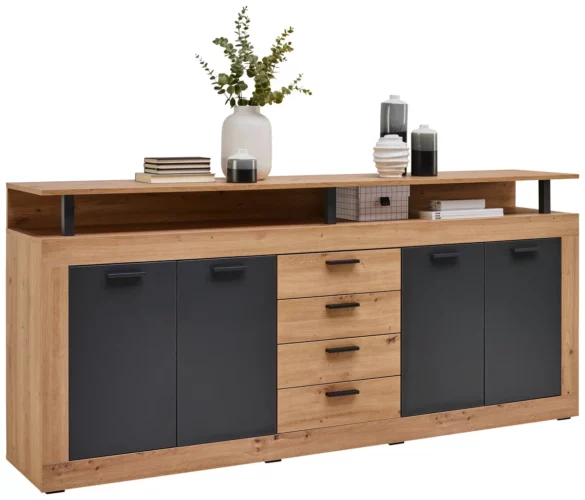 SIDEBOARD Anthrazit, Eiche Artisan Einlegeböden von XORA