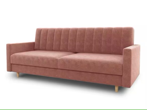 SOFNET Schlafsofa SARA, mit Schlaffunktion und Bettkasten, Bettsofa mit Holzfüße und Wellenfeder Kronos 29