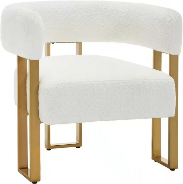 WOLTU Relaxsessel (1-St), Loungesessel aus Chenille Polstersessel Cremeweiß