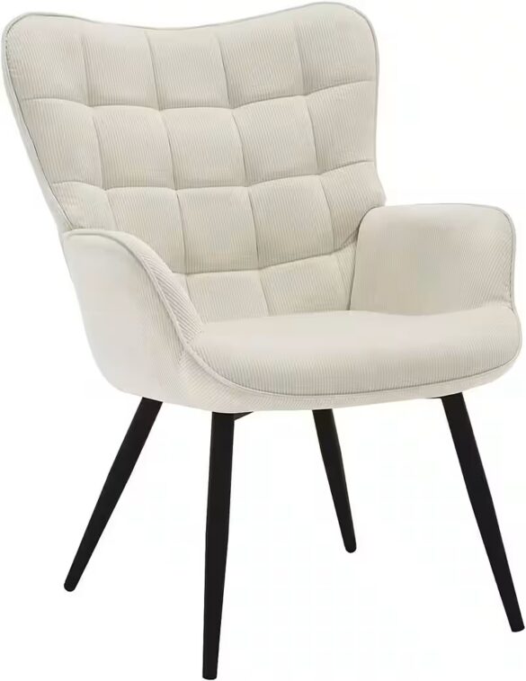 WOLTU Relaxsessel (1-St), Ohrensessel Polstersessel mit Cordbezug Cremeweiß