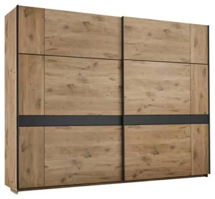 SCHWEBETÜRENSCHRANK 270/210/60 cm 2-türig Graphitfarben, Eichefarben von TI'ME