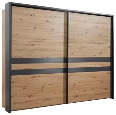 SCHWEBETÜRENSCHRANK 270/211/61 cm 2-türig Grau, Eiche Artisan von HOM'IN