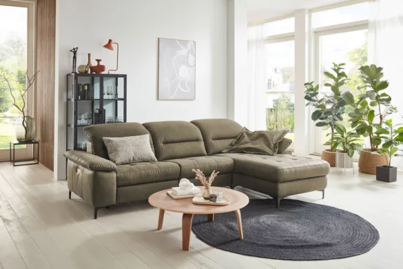 ECKSOFA Olivgrün Mikrofaser von PURE HOME COMFORT