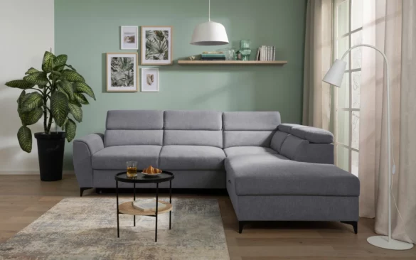 ECKSOFA Dunkelgrau Velours von CARRYHOME