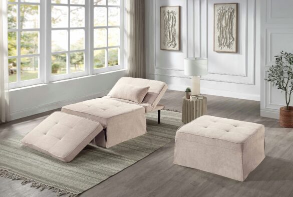 ATLANTIC HOME COLLECTION Schlafsofa FINN wandelbar zum Loungesessel, Relaxliege und Gästebett, inkl. Kissen Creme