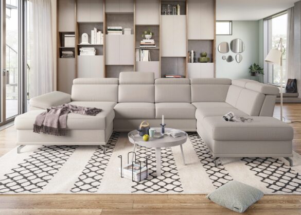 SIT&MORE Wohnlandschaft CABRIO U-Form, mit Sitztiefenverstellung, Arm- und Kopfteilverstellung elephant